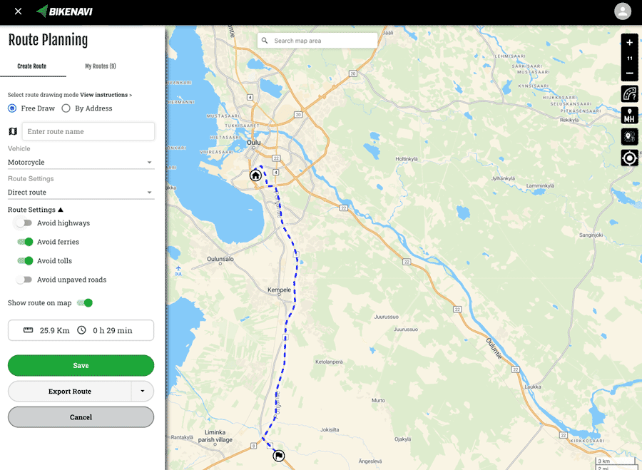 Ruttredigering i planering
